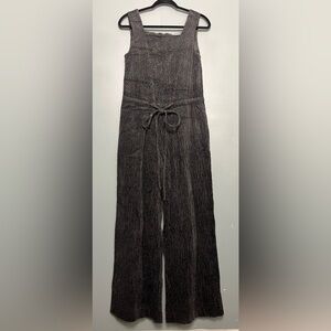 Missing You Already Corduroy Square Neck Jumpsuit Charcoal Gray Women’s Size S